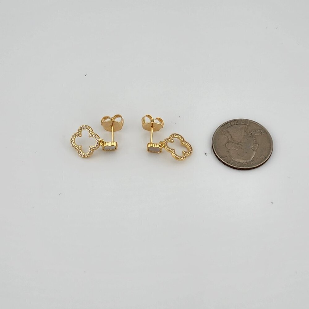 Brand New Brazilian 18k Gold Filled Double Clover Earrings - Picture 4 of 9